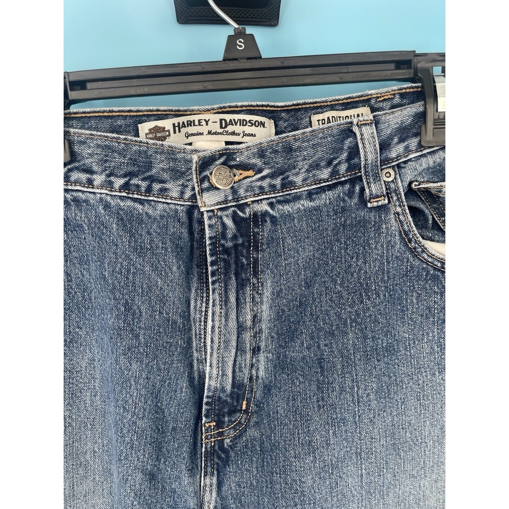 Vintage Harley Davidson Jeans Mens 42x34Riding 100% Cotton Biker Blues Workwear - Picture 3 of 8